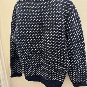 L.L. Bean Navy and White Patterned Crewneck Sweater